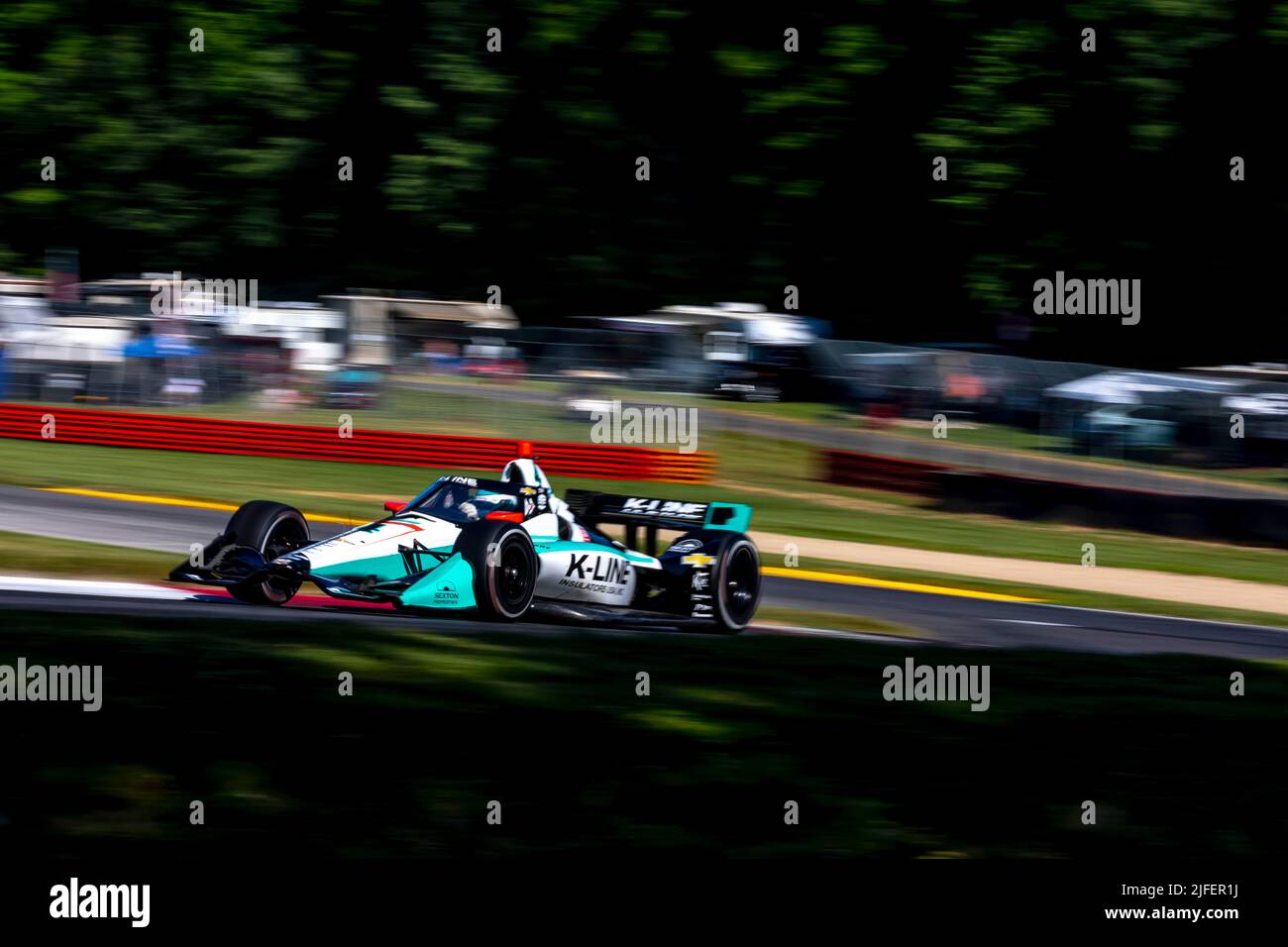 Lexington, OH, USA. 2nd July, 2022. DALTON KELLETT (4) of Stouffville, Canada runs through the turns during a practice session for the Honda Indy 200 at the Mid Ohio Sports Car Course in Lexington OH. (Credit Image: © Walter G. Arce Sr./ZUMA Press Wire) Stock Photo