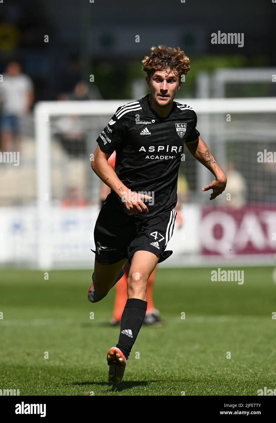 Eupen's Lorenzo Offerman runs during a friendly soccer match between KAS Eupen and Alemannia Aachen, Saturday 02 July 2022 in Eupen, to prepare the 2022-2023 'Jupiler Pro League' first division of the Belgian championship. BELGA PHOTO JOHN THYS Stock Photo