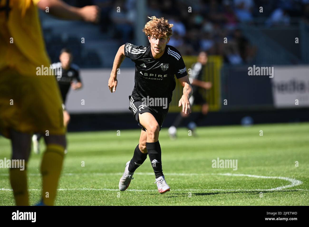Eupen's Lorenzo Offerman runs during a friendly soccer match between KAS Eupen and Alemannia Aachen, Saturday 02 July 2022 in Eupen, to prepare the 2022-2023 'Jupiler Pro League' first division of the Belgian championship. BELGA PHOTO JOHN THYS Stock Photo