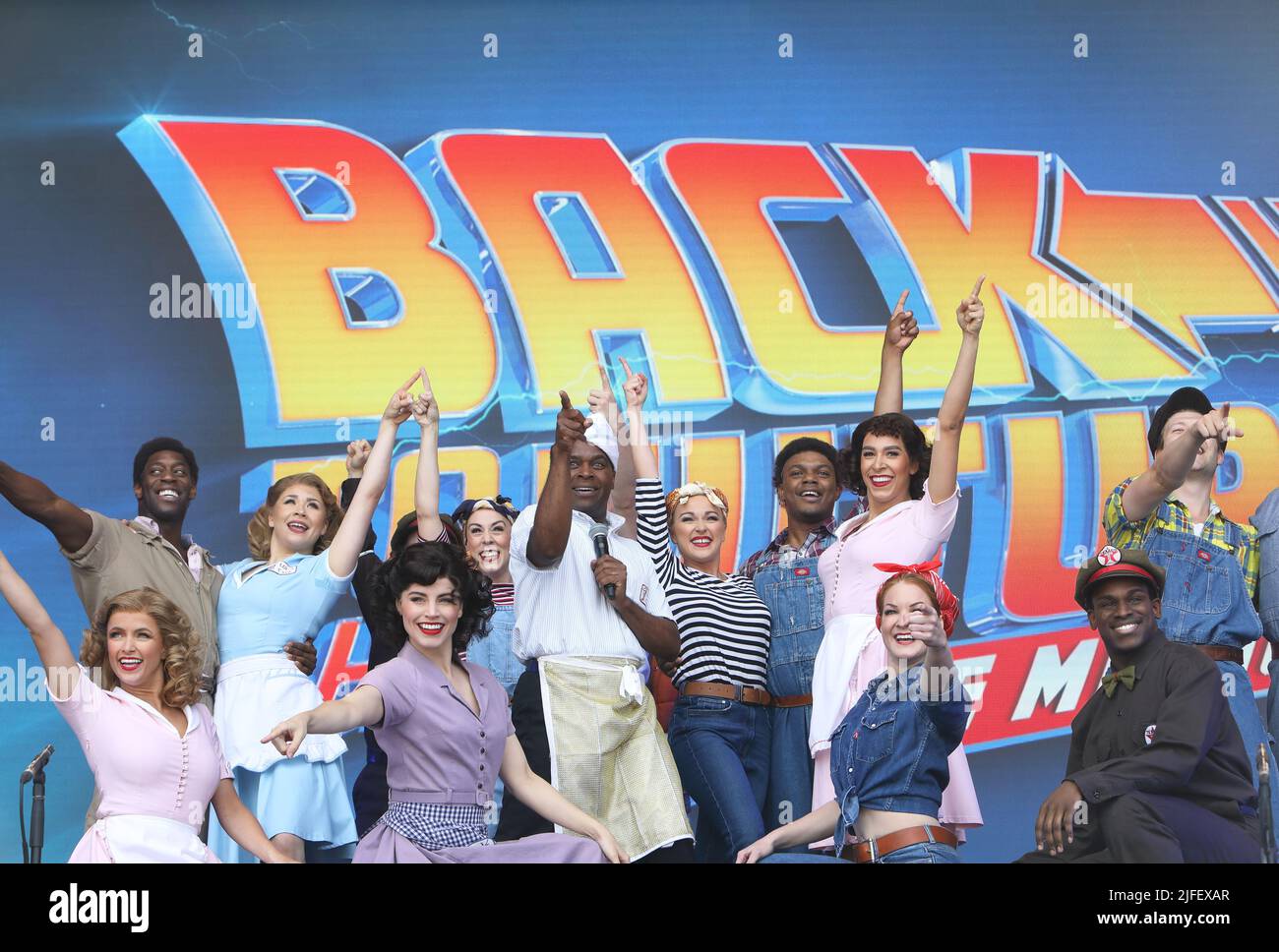Cast for Back to the Future The Musical, currently at the Adelphi