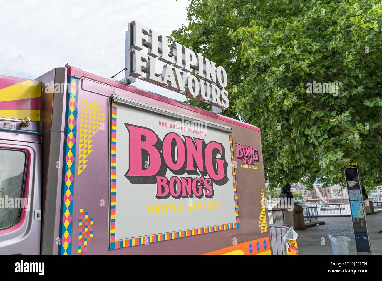 Bong Bong's Manila Kanteen Filipino Flavours fast food take away truck on the Southbank of the River Thames. London - 2nd July 2022 Stock Photo
