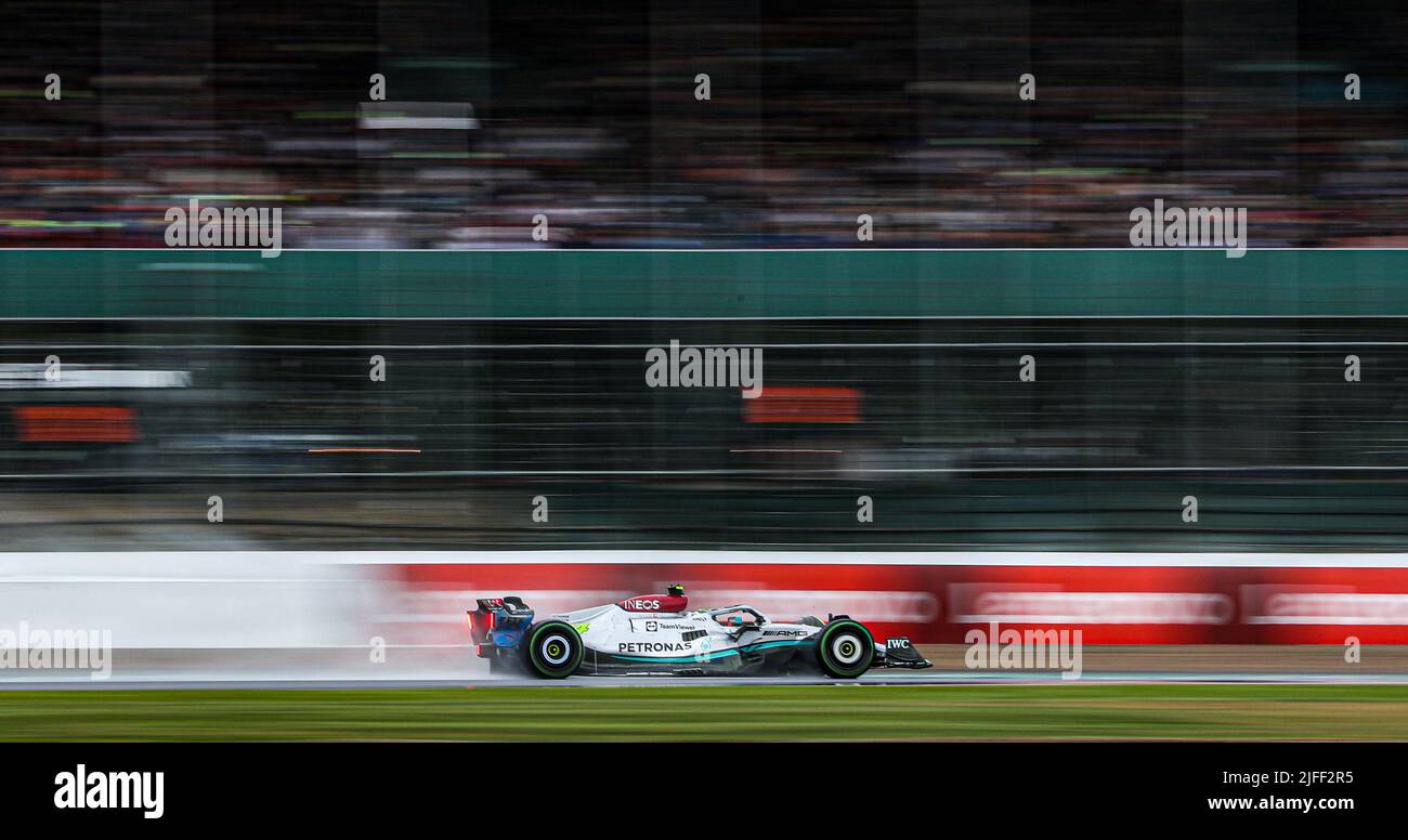 Mercedes’ Russell during qualifying ahead of the British Grand