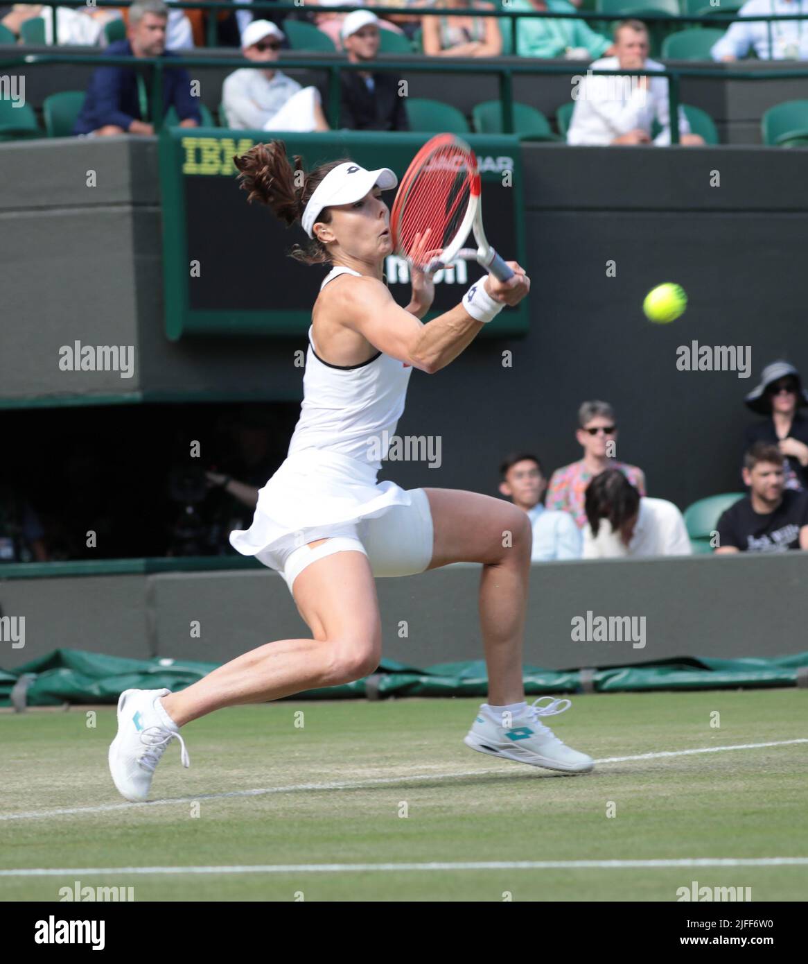 London, UK. 02nd July, 2022. French Alize Cornet in action in her third round match against Polish Iga Swiatek on day six of the 2022 Wimbledon championships in London on Saturday, July 02, 2022. Cornet won the match 6-4, 6-2. Photo by Hugo Philpott/UPI Credit: UPI/Alamy Live News Stock Photo