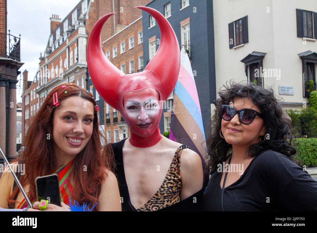 Gay Pride March - People at March,   2 July 2022,  London, UK Stock Photo