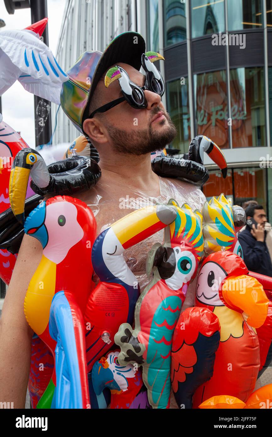 Gay Pride March - Antonio Gigliotta Gay Perosnality -  2 July 2022,  London, UK Stock Photo