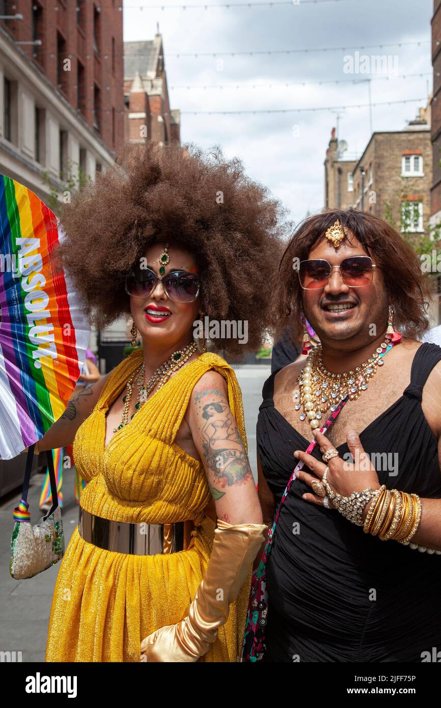 Gay Pride March - People on the March  -  2 July 2022,  London, UK Stock Photo