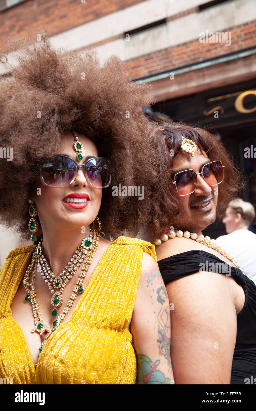 Gay Pride March - People on the March  -  2 July 2022,  London, UK Stock Photo