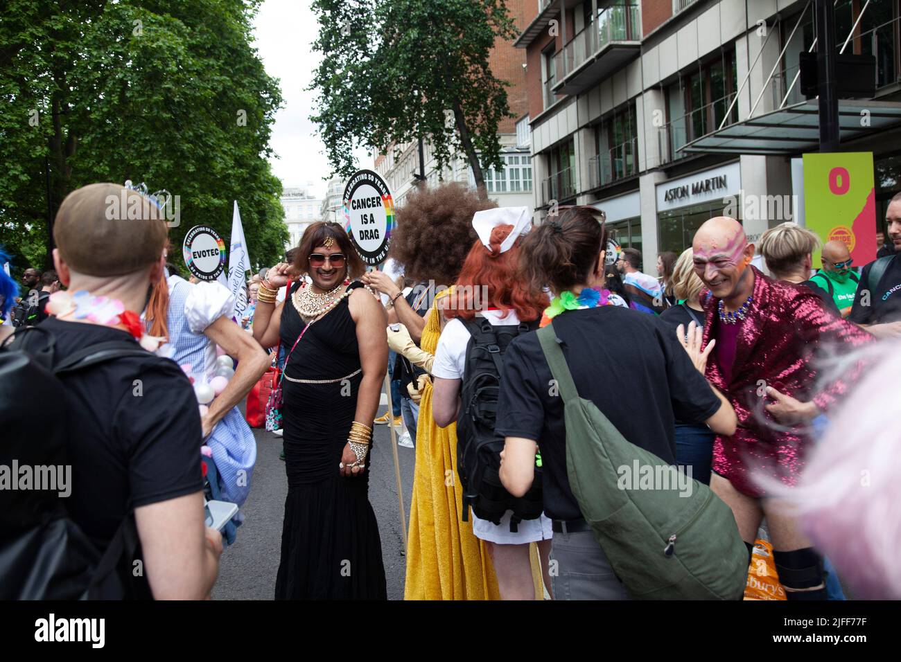 Gay Pride March - Marchers For Cancer is a Drag Charity-  2 July 2022,  London, UK Stock Photo