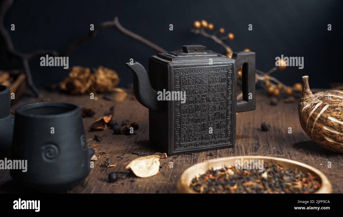 Chinese tea ceremony ancient vintage clay Chinese teapot classical ...