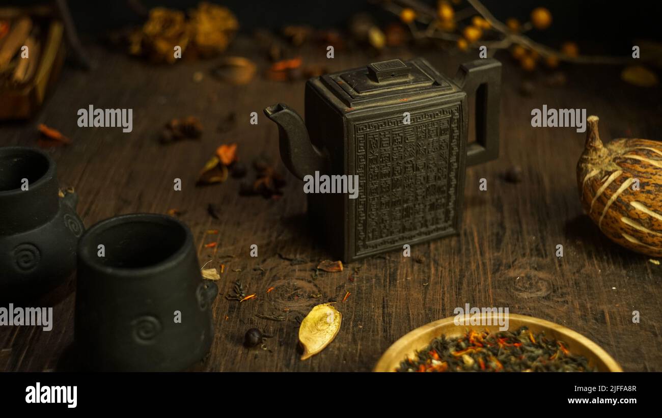 Chinese tea ceremony ancient vintage clay Chinese teapot classical ...