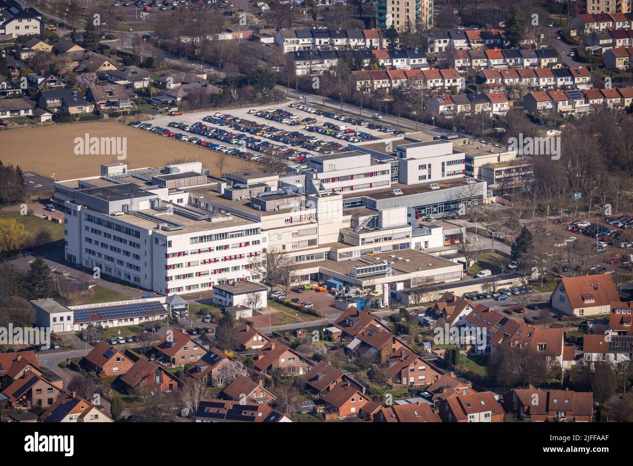 Aerial view, Clinic City of Soest, Soest, Soester Börde, North Rhine-Westphalia, Germany, DE, Europe, healthcare, hospital, clinic, hospital centre, h Stock Photo