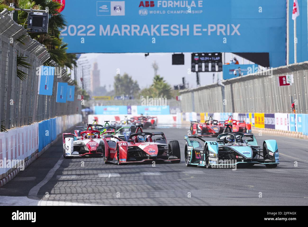 10 BIRD Sam (gbr), Jaguar TCS Racing, Jaguar I-Type 5, action during the 2022 Marrakesh ePrix, 7th meeting of the 2021-22 ABB FIA Formula E World Championship, on the Circuit International Automobile Moulay El Hassan from June 30 to July 2, in Marrakesh, Morocco - Photo: Gregory Lenormand/DPPI/LiveMedia Stock Photo