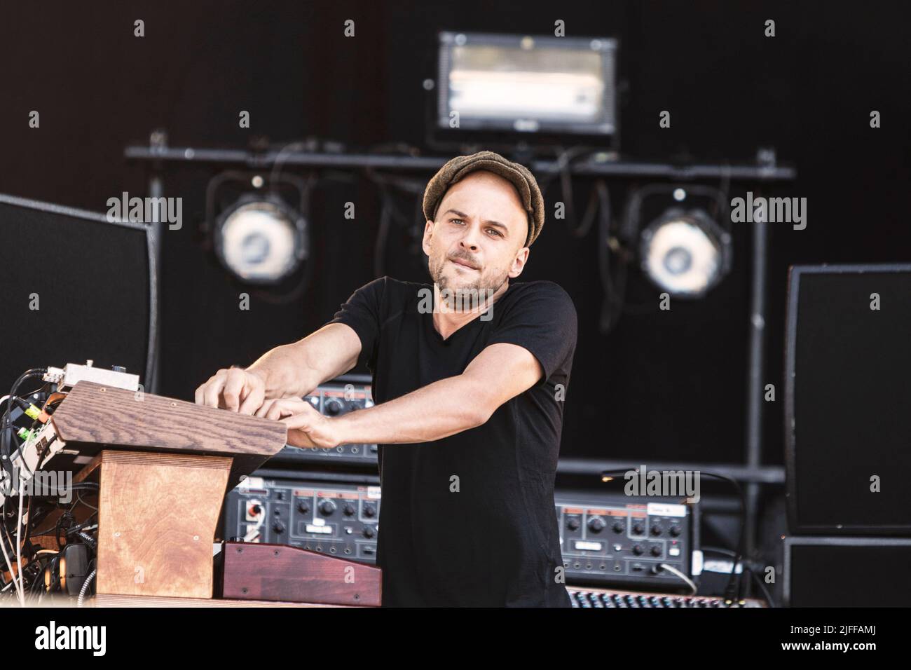 Gothenburg, Sweden. 09th Aug, 2018. Nils Frahm performs on stage during the Way Out West festival in Gothenburg. (Photo by Valeria Magri/SOPA Images/Sipa USA) Credit: Sipa USA/Alamy Live News Stock Photo