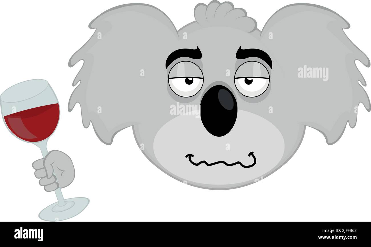 Vector illustration of the face of a drunken koala cartoon with a glass of  wine in hand Stock Vector Image & Art - Alamy