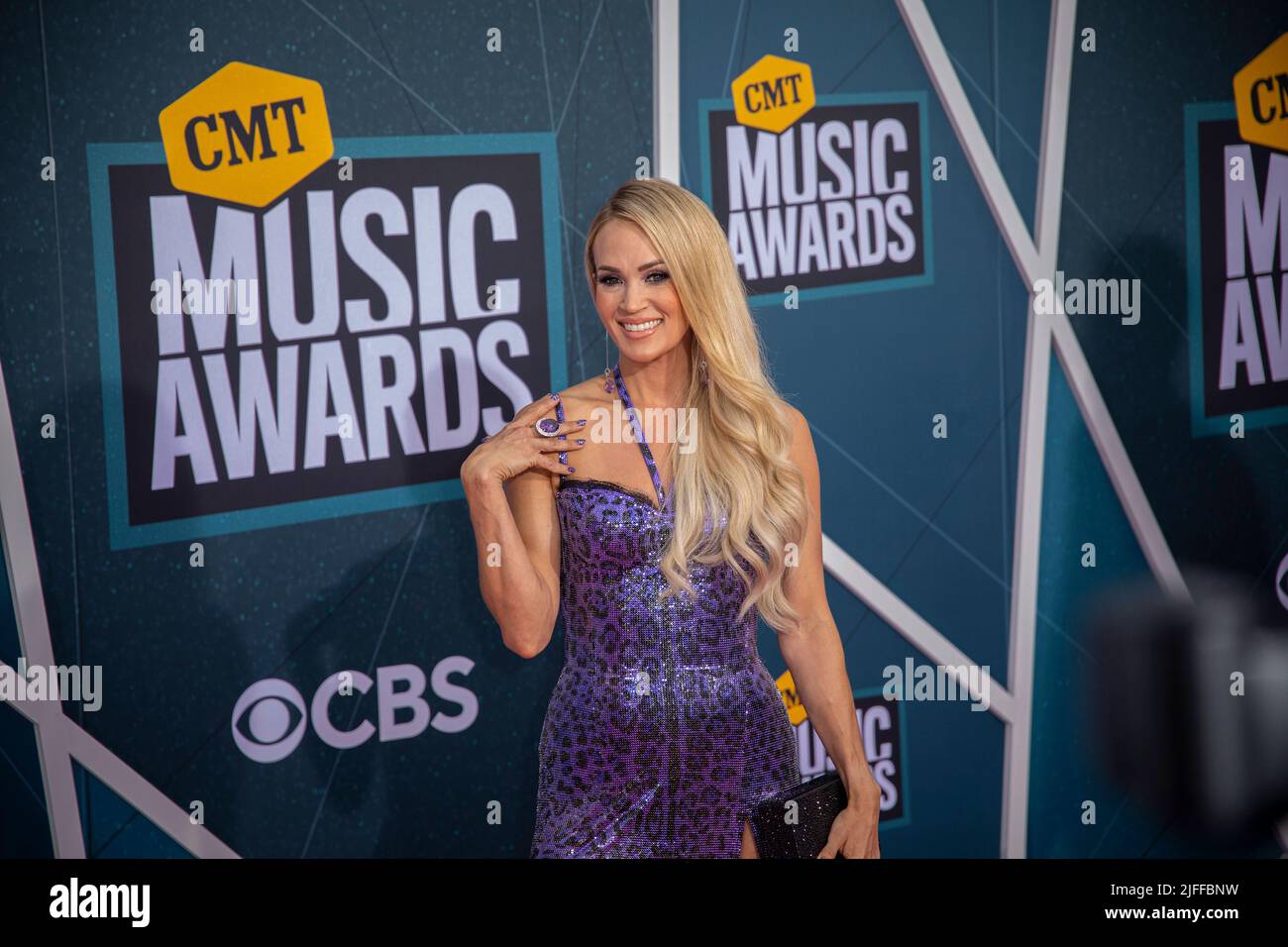 Nashville, Tenn. - April 11, 2022 Carrie Underwood arrives at the red carpet for the 2022 CMT Awards on April 11, 2022 at Municipal Auditorium in Nashville, Tenn. Credit: Jamie Gilliam/The Photo Access Stock Photo