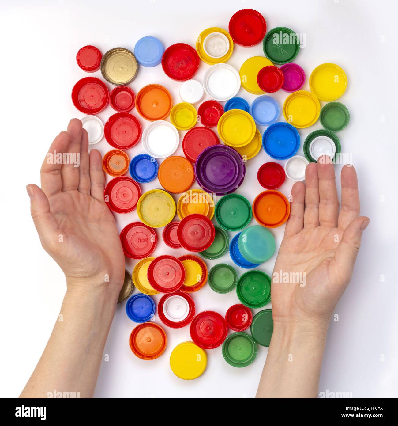 plastic bottle lids recycling concept Stock Photo Alamy