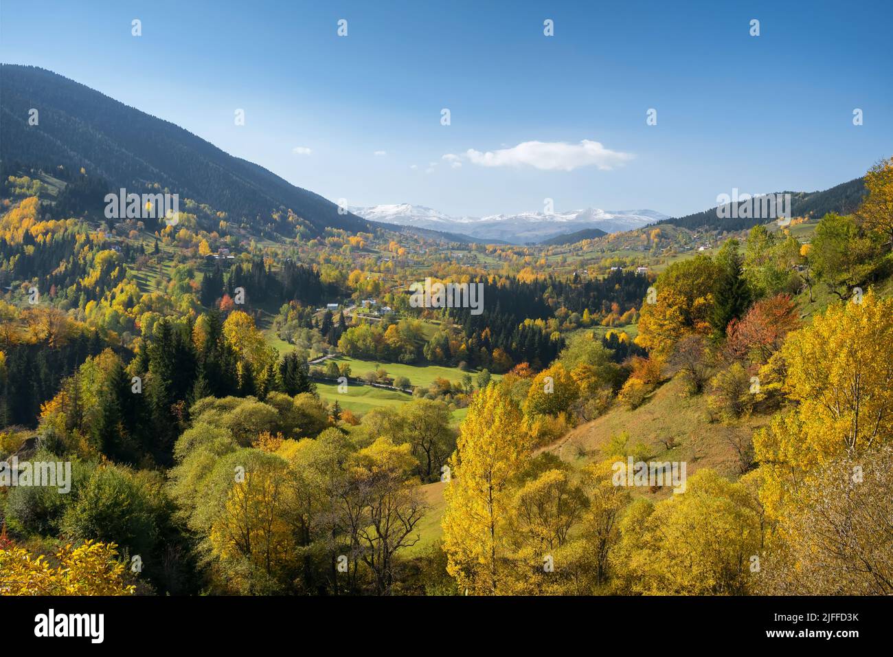 Autumn landscape in Savsat district of Artvin, Turkey. Stock Photo