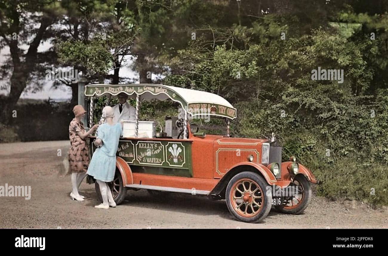 Lanhydrock Bodmin Cornwall England Circa 1930s Kellys Ice Cream Van Stock Photo Alamy