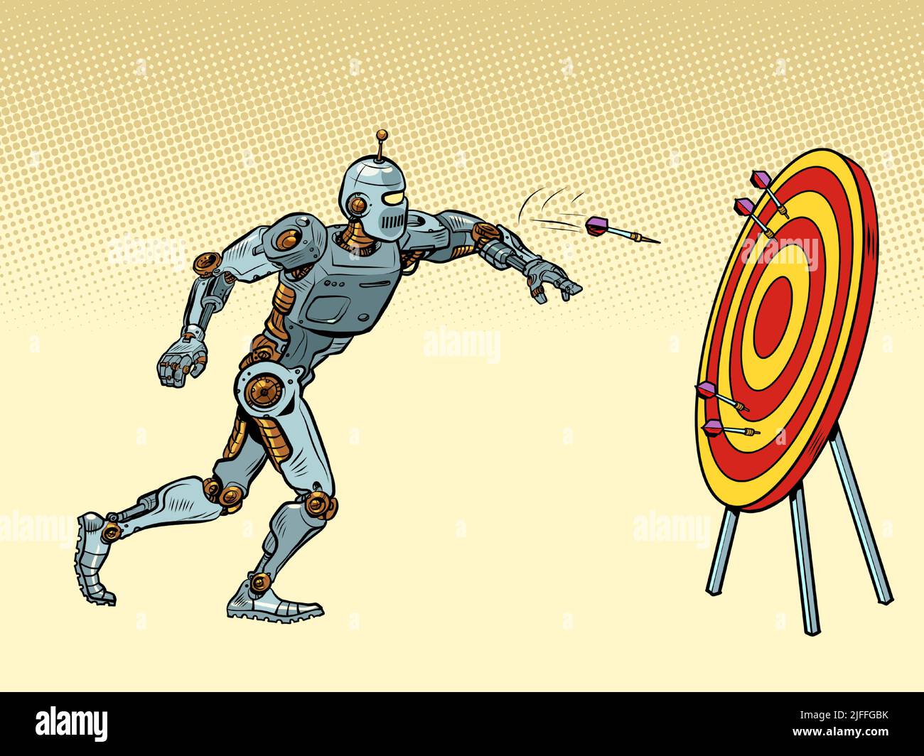 robot target dart target accuracy competition, sports fun and recreation Stock Vector