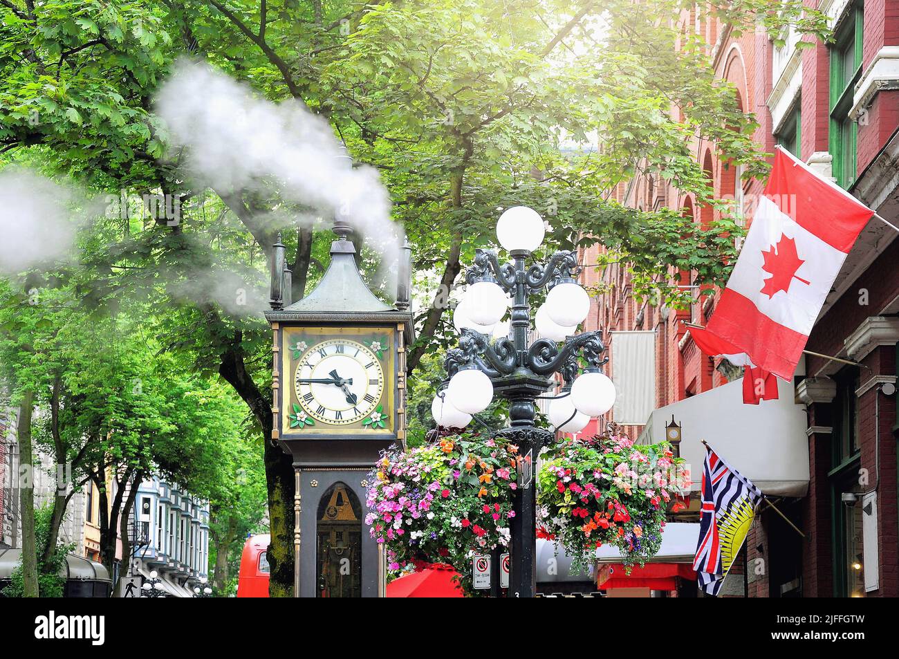 Historical steam clock in the center of Vancouver. Canada Stock Photo