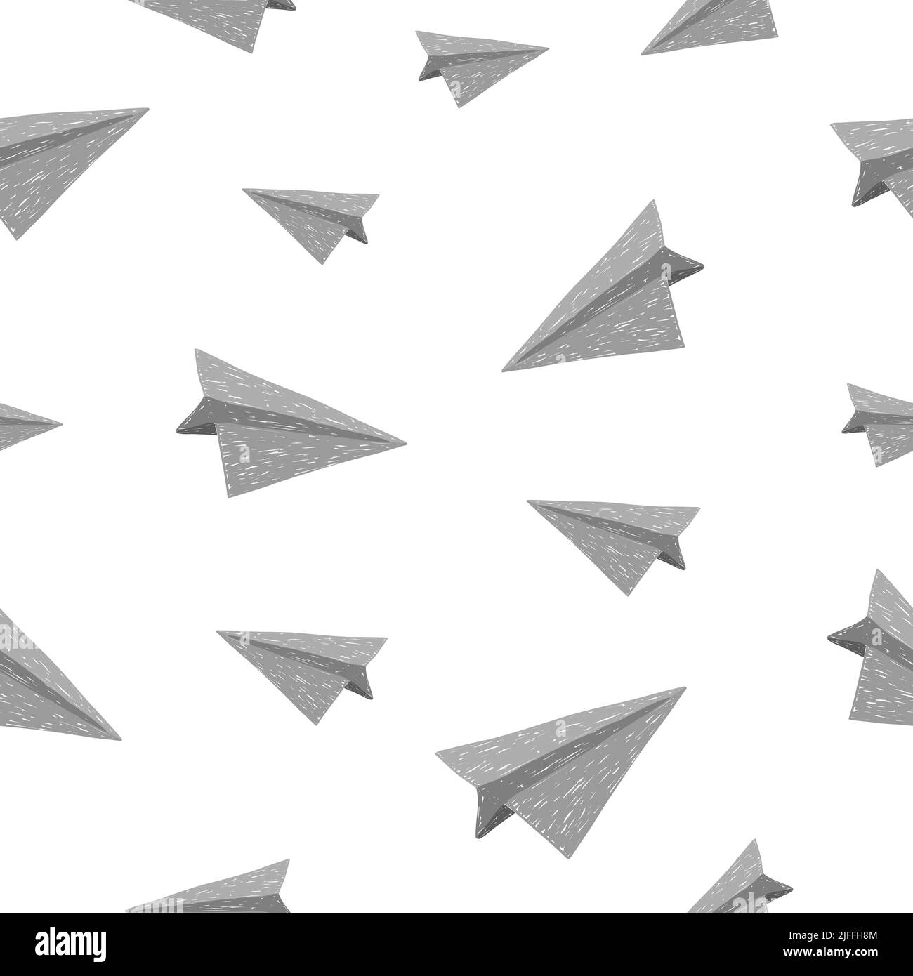 Seamless hand drawn paper planes pattern. Vector doodle illustration. Stock Vector