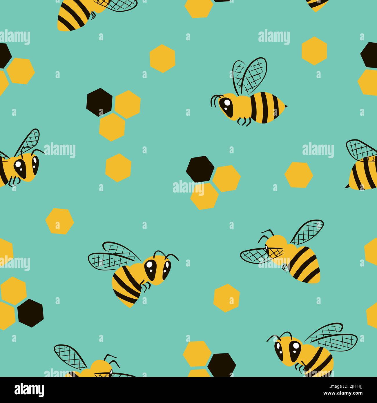 Honey bee and honeycomb seamless pattern. Design for kids Stock Vector ...