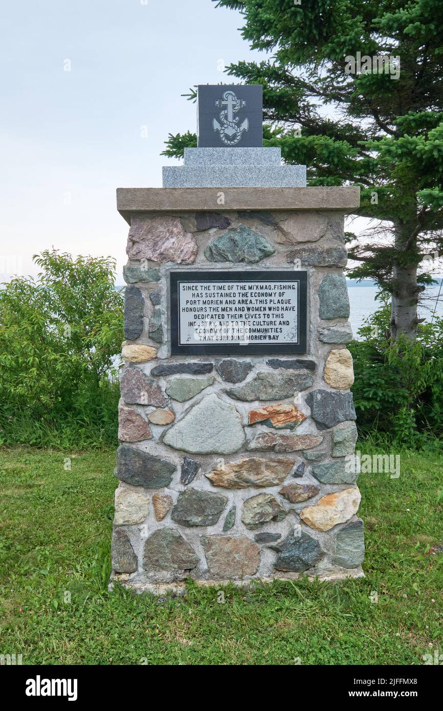 Monument commemorating all the men and women who devoted their lives to the fishing industry in Port Morien Nova Scotia. Stock Photo
