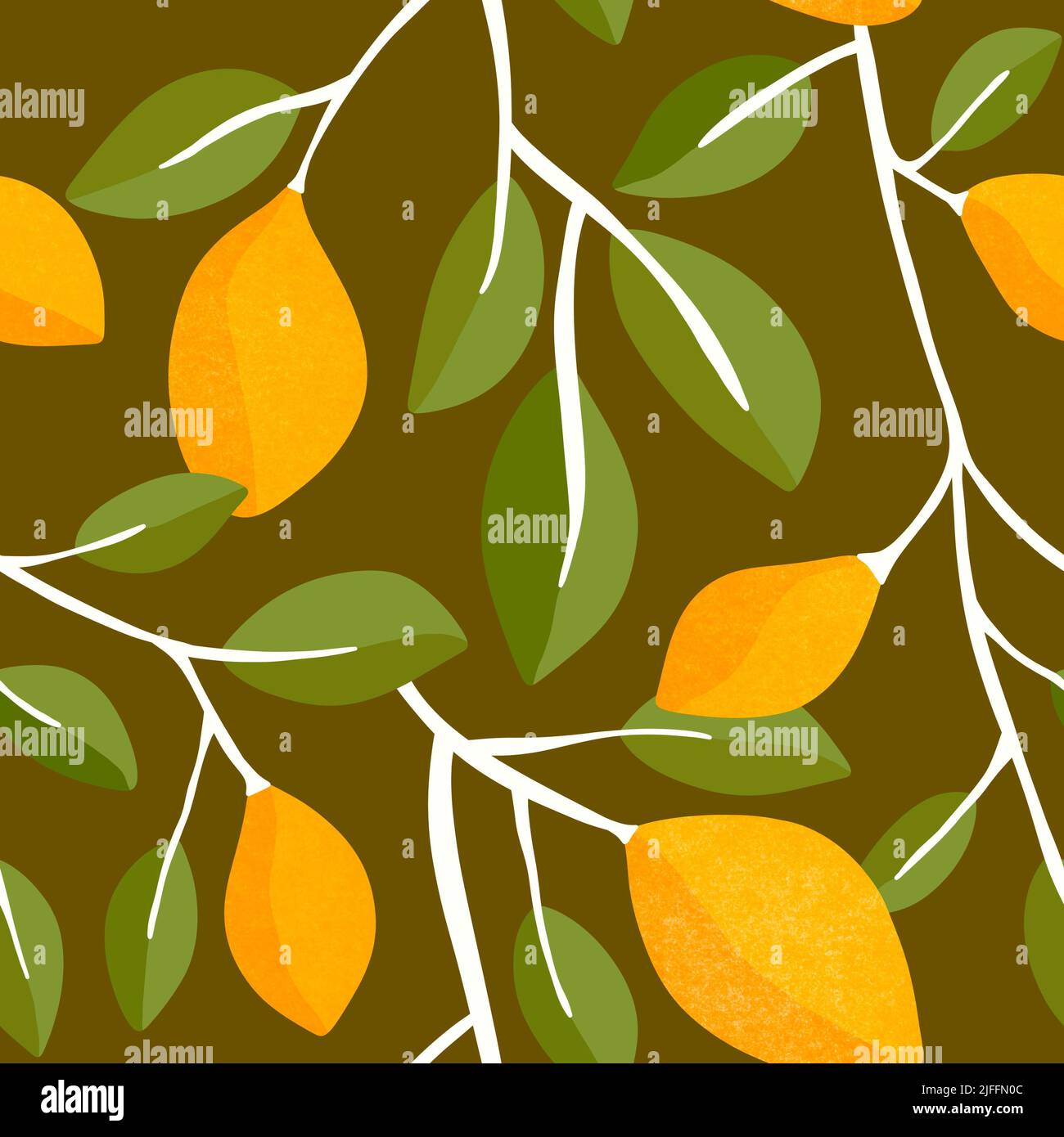 Summer citrus seamless lemon and leaves pattern for clothes print and ...