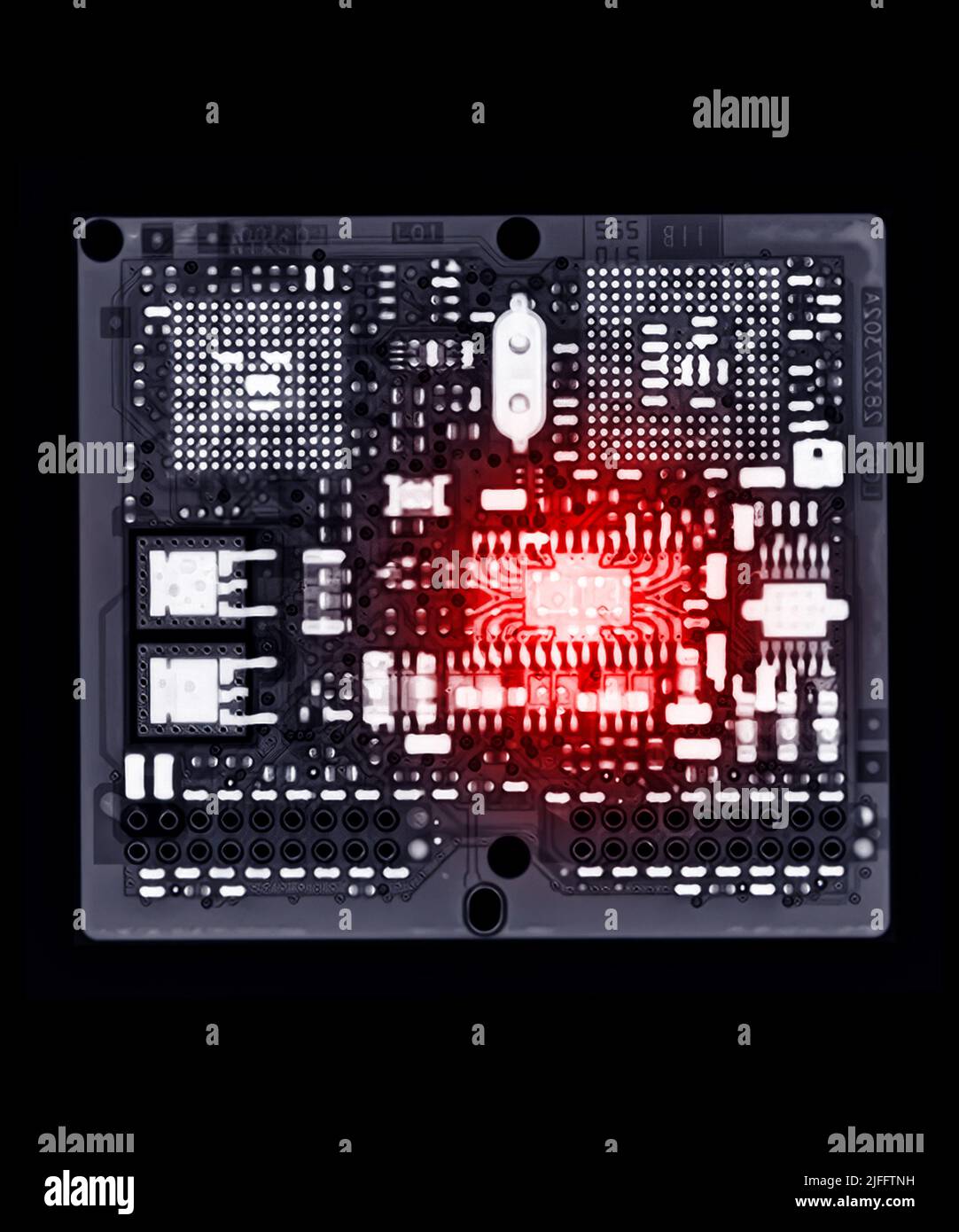 Xray image of engine control unit or ECU in Motorcycle is a type of electronic control Stock