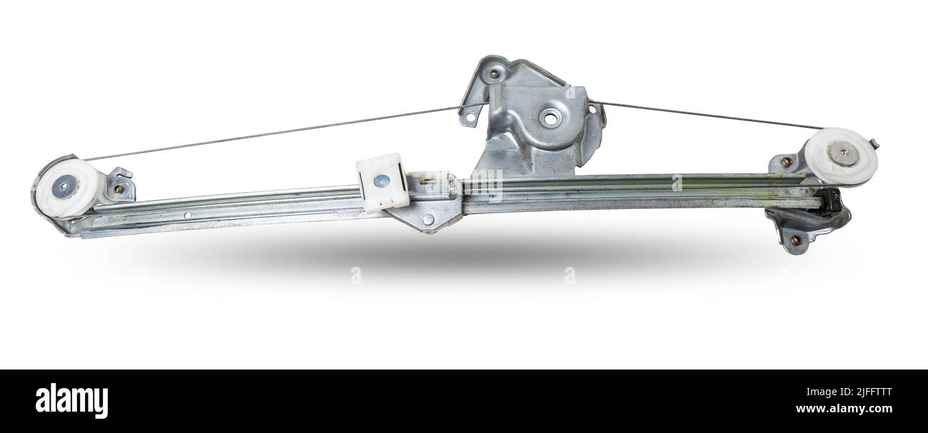 Electric window mechanism for a car on a white isolated background ...