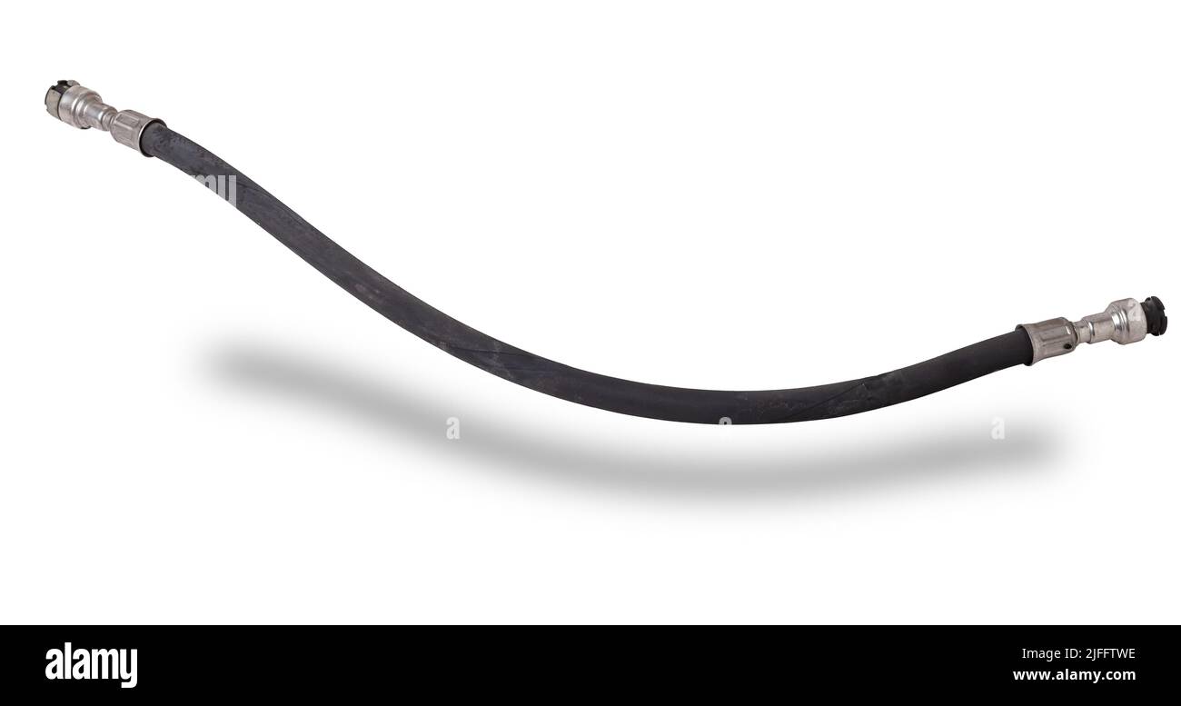 High pressure rubber hose of various formats and types on a white