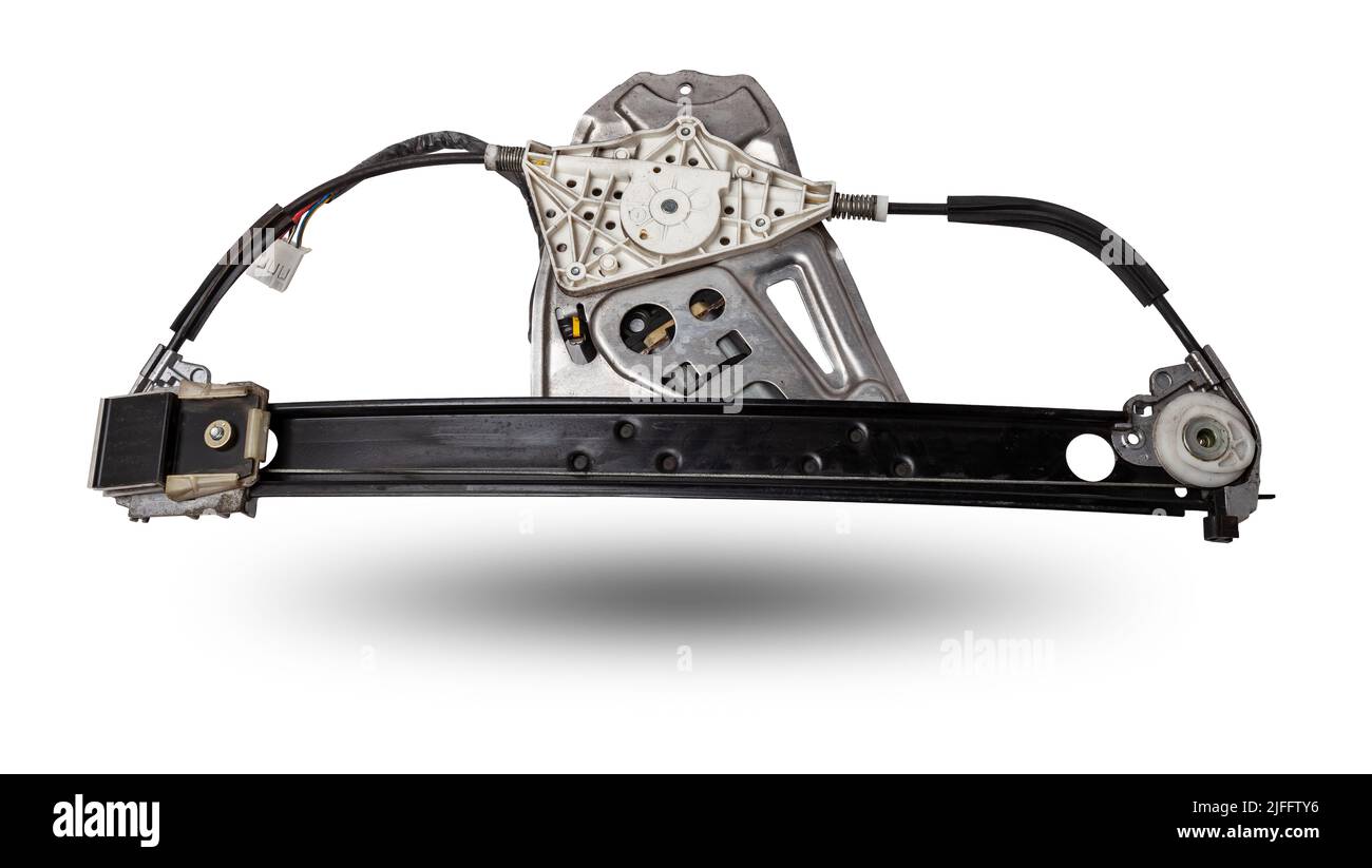 Electric window mechanism for a car on a white isolated background