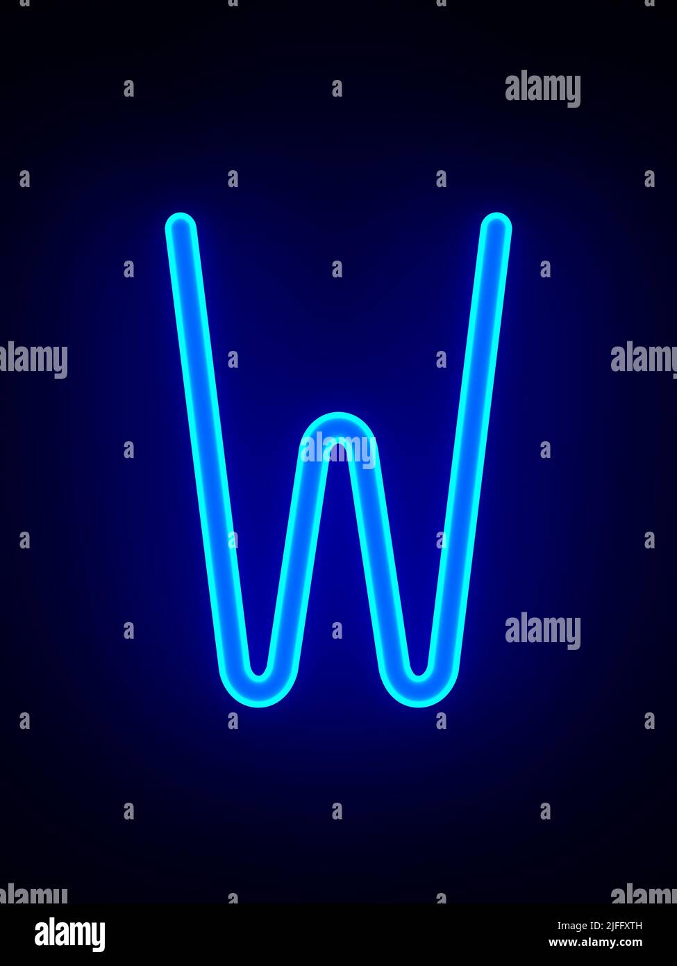 Character W on dark background. 3D illustration Stock Photo