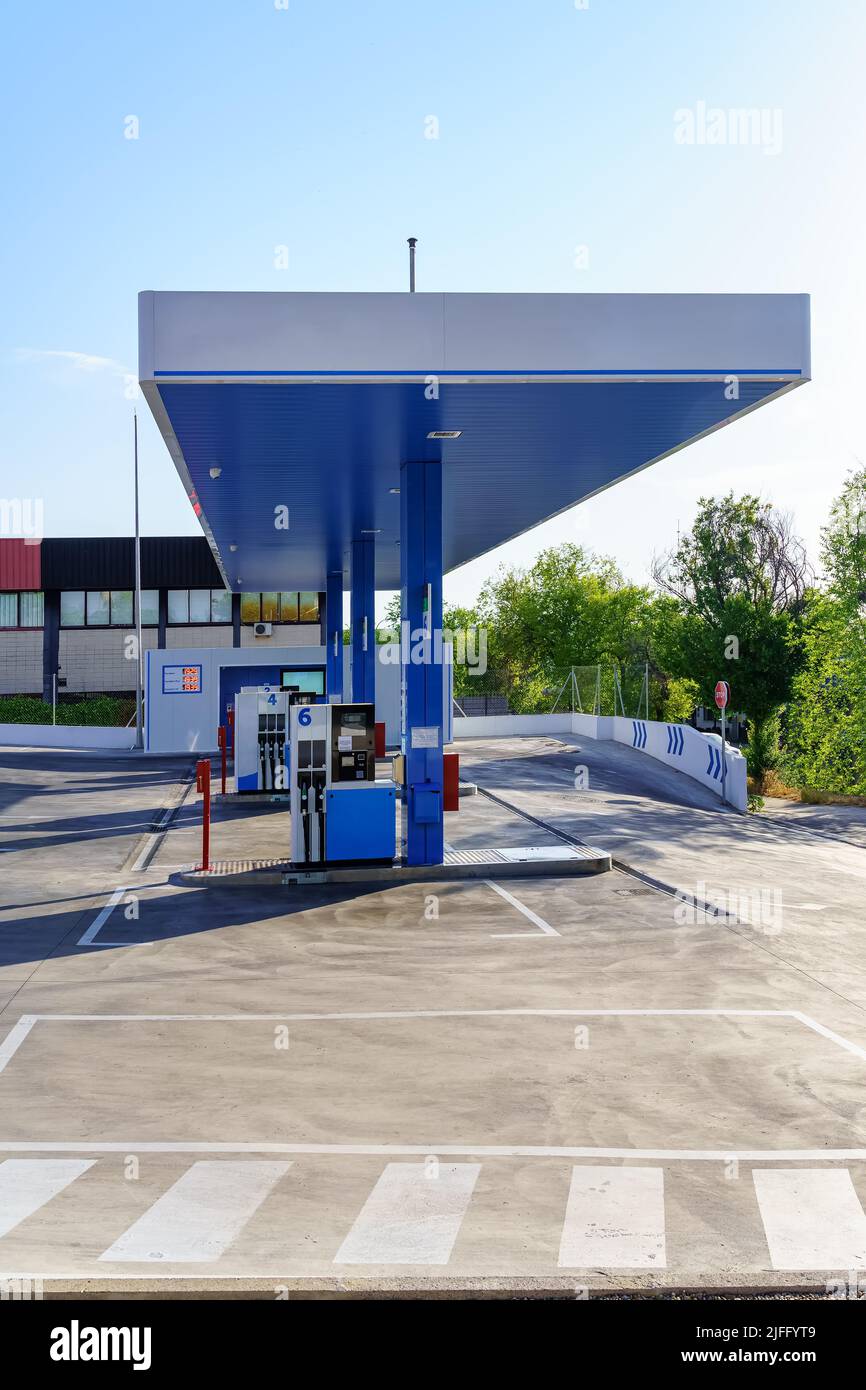 Gas station to refuel with very high prices due to the war in Europe. Stock Photo
