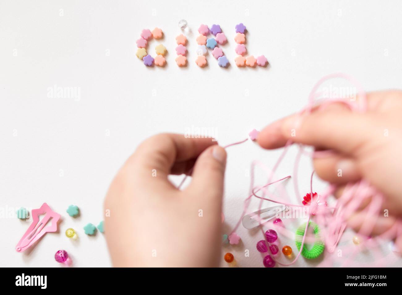 Little girl accessories creation set Stock Photo Alamy