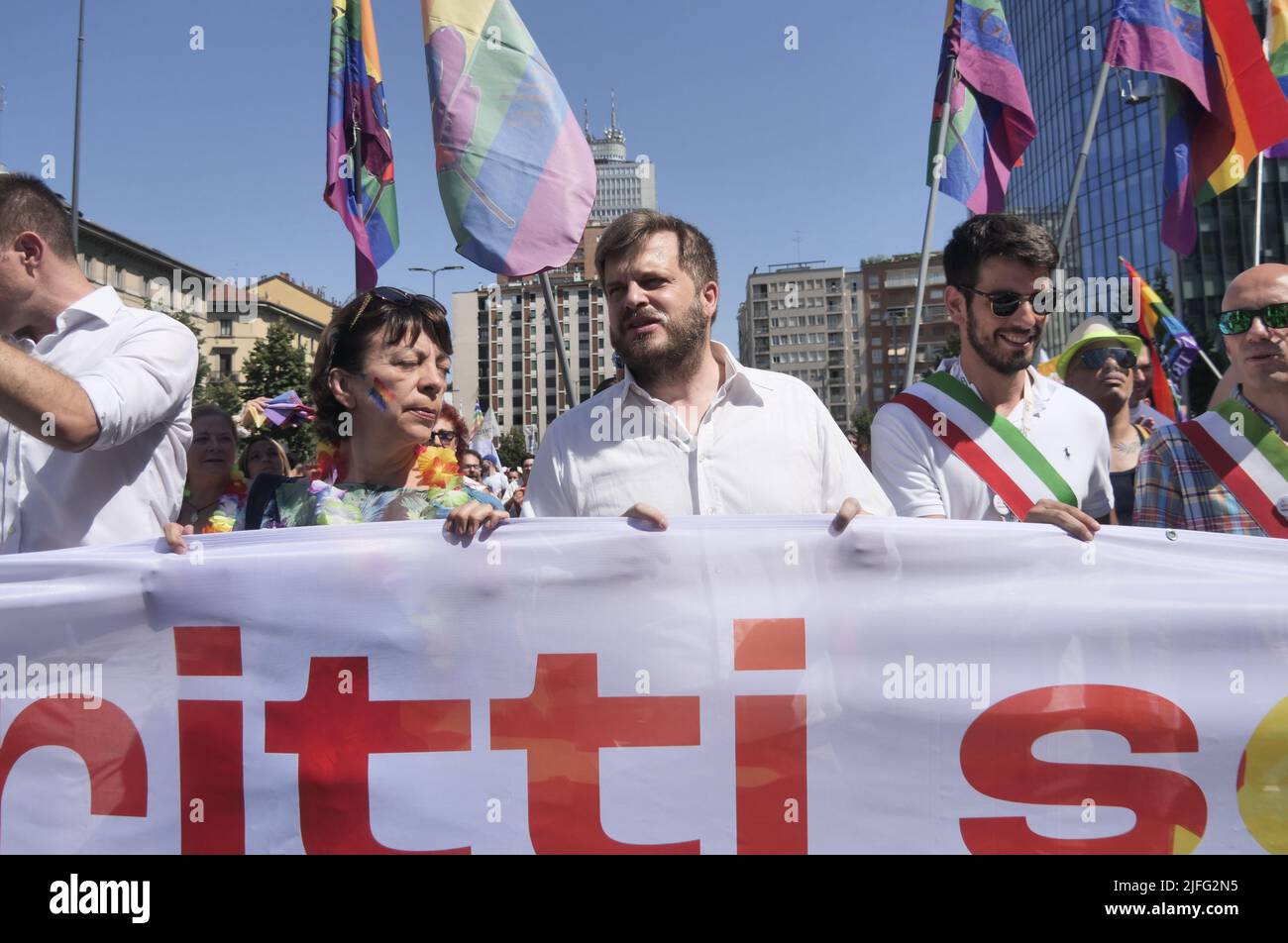 Milano pride is back after a 2-year stop due to covid, 300 thousand demonstrators beetween the streets of the city Stock Photo