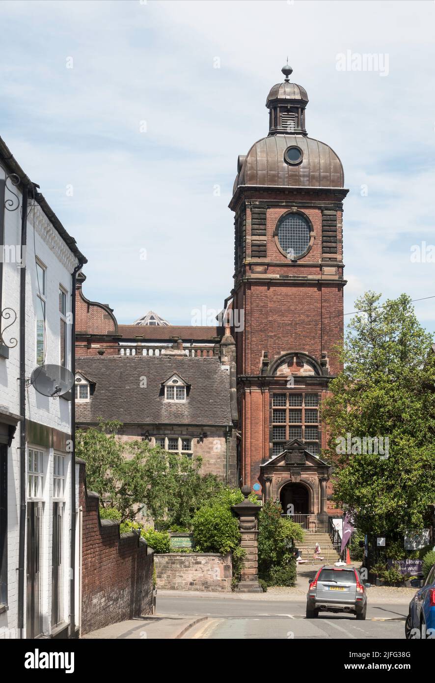 Tower of the Nicholson Museum and Art Gallery in Leek, Staffordshire, England, UK Stock Photo