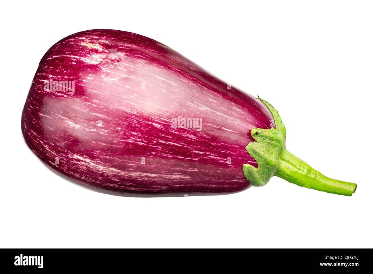 Purple Eggplants Fresh Striped Aubergines And Eggplants With Leaf