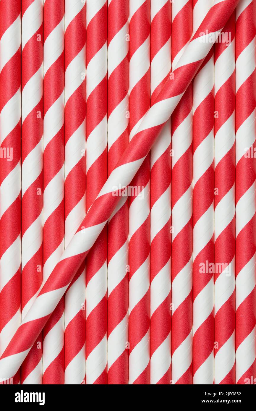 Full frame photo of red and white straws from above Stock Photo - Alamy