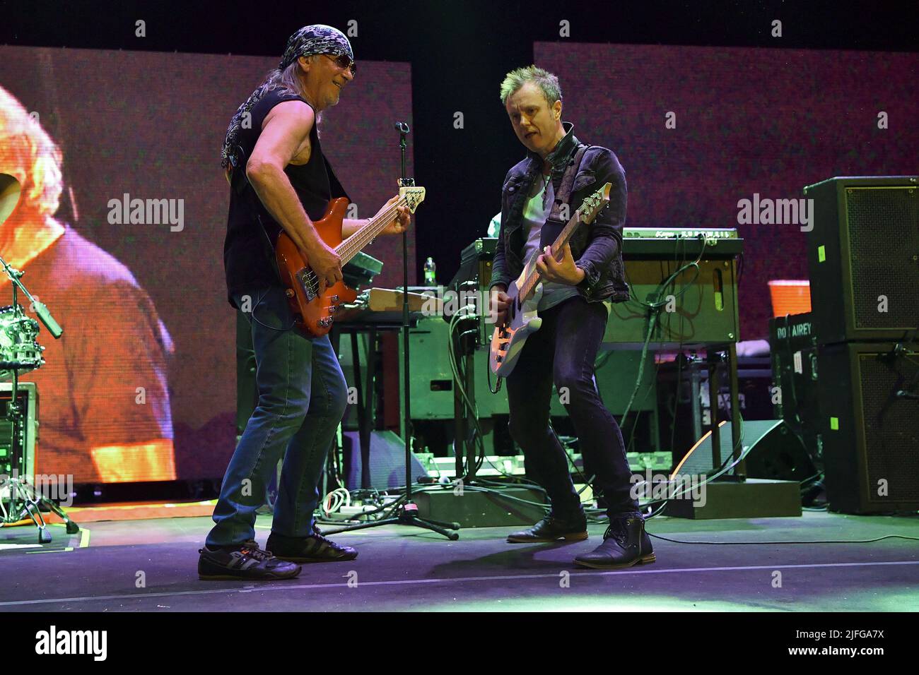 Roger Glover and Simon McBride of Deep Purple, during The Woosh! Tour ...