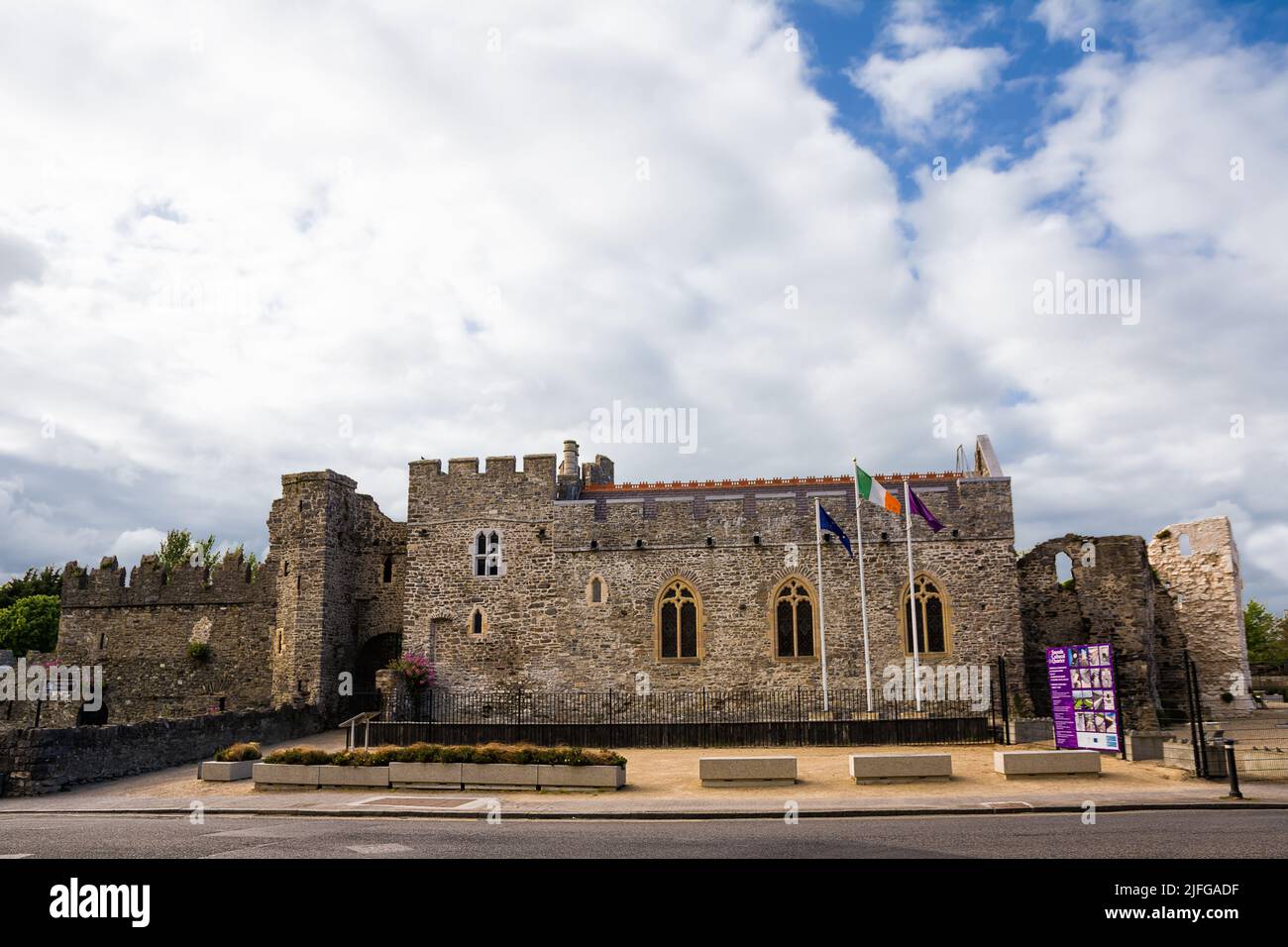 Swords, Ireland - May 21, 2022: Castle in the centre of Swords, Ireland. Stock Photo