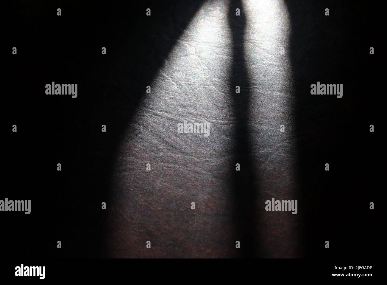 Close-up black leather texture background with shadow Stock Photo