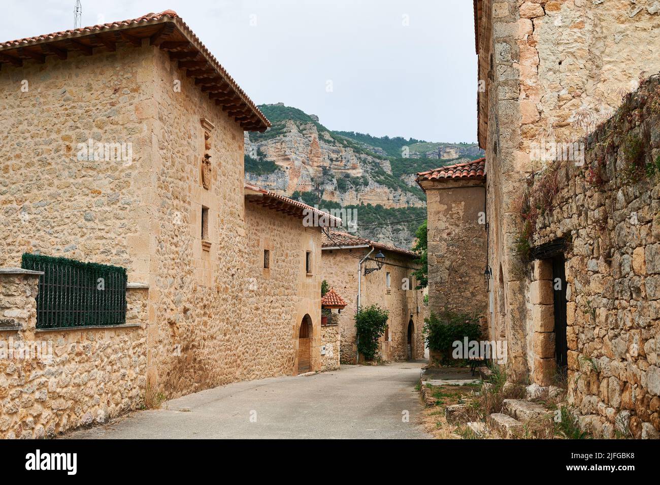 Little town of Pesquera de Ebro, Burgos, Spain Stock Photo