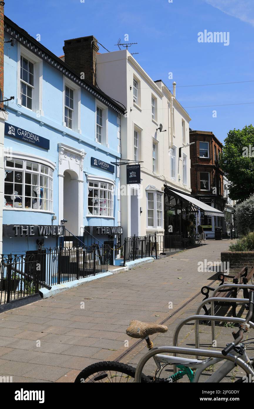 Wine bar on smart Mortimer Street in central Herne Bay, on the north Kent coast, UK Stock Photo