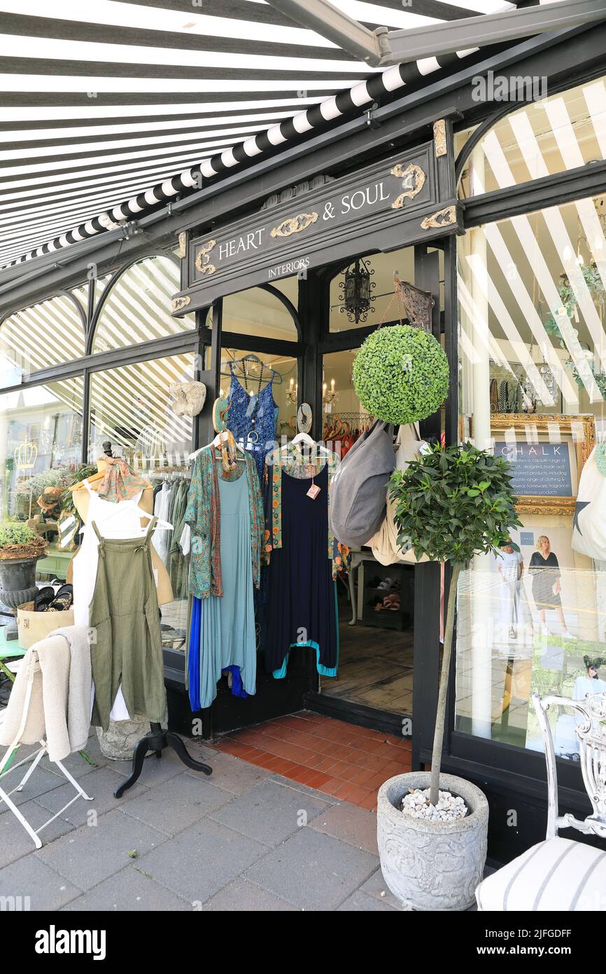 Heart & Soul clothing and interiors boutique on Mortimer and William Streets, in Herne Bay, north Kent, UK Stock Photo