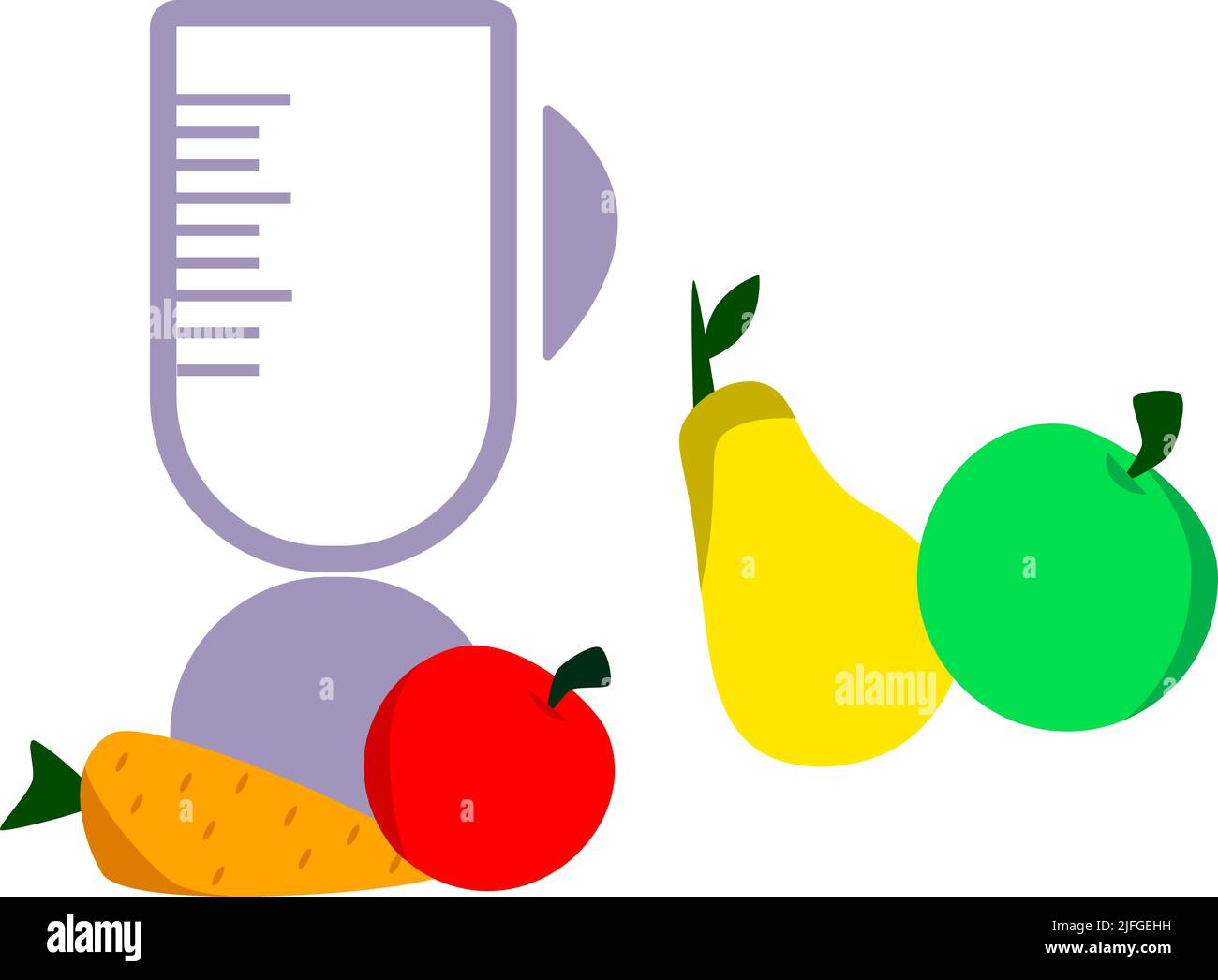 Blender and organic fruits and vegetables set. ingredients for smoothie Stock Vector Image & Art