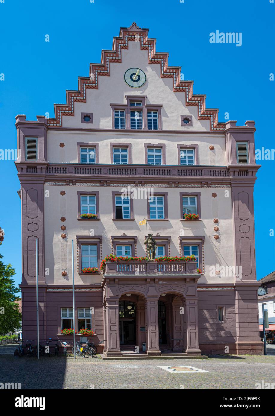 The town hall square with the town hall . Karlsruhe, Baden-Württemberg, Germany, Europe Stock Photo