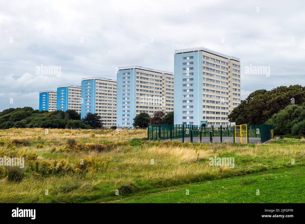 Row of High-Rise tower blocks in Weston Shore, Southampton, England UK. Stock Photo