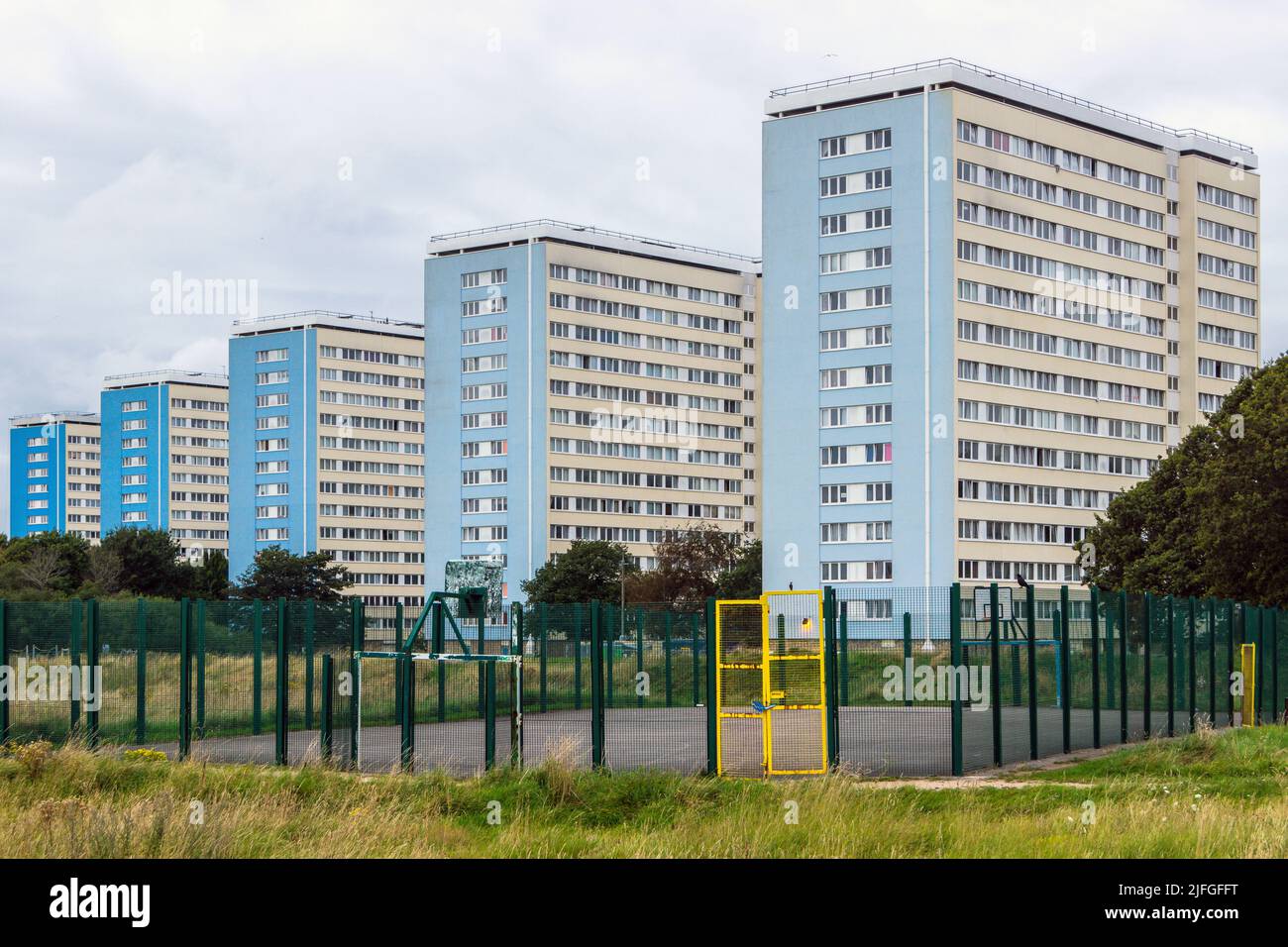 Row of High-Rise tower blocks in Weston Shore, Southampton, England UK. Stock Photo