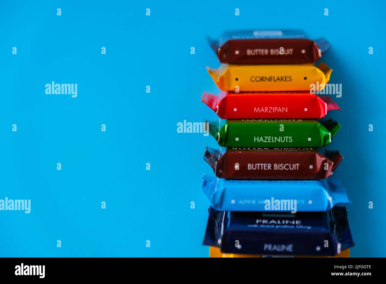 Kiev Ukraine October 2021 chocolate Ritter Sport mini bars. German